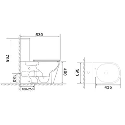 Унітаз-компакт Mixxus Bevel-0407-T1 630x350x795 мм, система змиву Tornado 1.0 MI6690, Білий - мініатюра 4