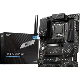 Материнська плата LGA1700, MSI PRO Z790-P WIFI, Z790, 4xDDR5, Int.Video(CPU), 6xSATA3, 4xM.2, 1xPCI-E 16x 5.0, 1xPCI-E 16x 4.0, 1xPCI-E 16x 3.0, 1xPCI-E 1x 3.0, ALC897, I225V, WiFi 6, Bluetooth 5.2, 9xUSB3.2/8xUSB2.0, HDMI/DP, ATX