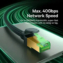 Кабель Baseus High Speed CAT8 40 Gigabit Ethernet Cable (Braided Cable)10m B0013320C111-07 Black - мініатюра 2