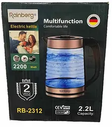 Електрочайник Rainberg RB-2312 2.2л 2200Вт Червоний / Чорний - мініатюра 2