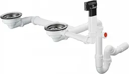 Сифон для мийки з композиту Hansgrohe D17-10 із переливом на дві чаші 43928000