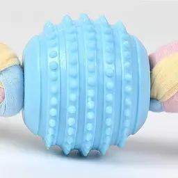 Жувальна іграшка для собак Derby Ribbed ball with cotton rope - мініатюра 2