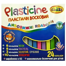 Пластилін "CLASS" Чисті руки 24 кольори восковий 7655 (8591662765502)(SC)