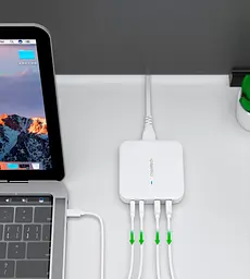 Мережевий зарядний пристрій Choetech PD8008 100W Desktop GaN Charger White (PD8008-EU-WH) [100838] - мініатюра 6