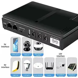 Безперебійник UPS для WI-Fi роутера 10400maH підтримує 5/9/12V (до 10 годин роботи) - мініатюра 10