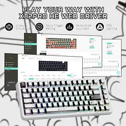 Ігрова магнітна клавіатура Attack Shark X82 Pro / Три режими підключення / Magnetic Switch / Grey - мініатюра 8