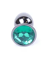 Анальна пробка - Jewellery Dark Silver Plug Green - мініатюра 5