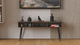 Тумба під телевізор Кентуккі Ferrum-decor 45x139x38 Чорний метал ДСП Дуб Сонома Трюфель 16 мм (FRD-106731)