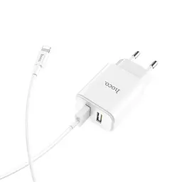 Адаптер сетевой Hoco Lightning cable Victoria C62A 2USB. 2.1 А набір із кабелем для айфонів