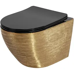 Підвісний унітаз Rea Carlo Tornado безободковий 49x36 см black з оздобленням brushed gold REA-C4330