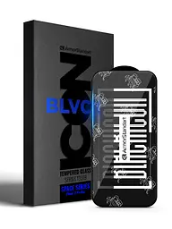 Захисне скло на екран для Apple iPhone 17 Pro Max, Space Black Icon, 2.5D загартоване скло на весь екран, глянцеве, плоске, з чорною рамкою, олеофобне, 9H, клейовий шар по всій поверхні, з сіткою для захисту динаміка, ArmorStandart (ARM86396)