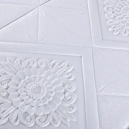Самоклеюча 3D панель 3D Loft візерунок в ромбі білий 700x700x5мм (022-6) - мініатюра 3