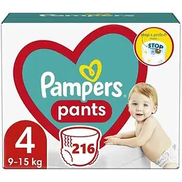 Підгузки-трусики Pampers Pants 4 (9-15 кг), 216 шт.