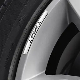 Емблема обода колеса Mitsubishi 4 шт Алюміній наклейка на диски на скотчі Сірі - мініатюра 2