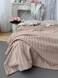 Покривало Zeintex Palermo махрове бавовняне кольору капучино Махра, 200х210 см - мініатюра 9