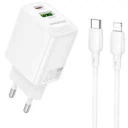 МЗП Borofone BN27 Fuente PD20W+QC3.0 (1USB-A/1C) + кабель Type-C to Lightning White
