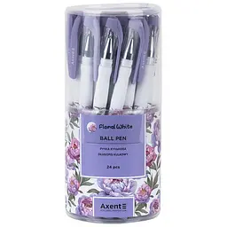 Набір ручок Axent Floral White кулькові 24 шт. сині (AB1049-43-A) - мініатюра 3