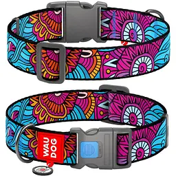 Нашийник для собак Waudog Nylon з QR паспортом, Літо, пластиковий фастекс, XXL, 46-70х3,5 см