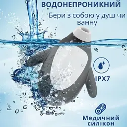 Вакуумний стимулятор клітора і сосків I’MCUM Magic Penguin Чорний (IM-KXY272) - мініатюра 6