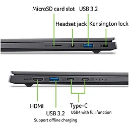 Ноутбук Acer Swift X 14 AI SFX14-61G-R7VY AI 9365 la 50GHz,14.5'',сенсорний,32GB LPDDR5X,1TB,RTX 5070 - мініатюра 14