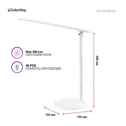 Настільна лампа ColorWay 4W with built-in battery 1800 mAh USB in/out 5V*1A, white (CW-DL02B-W) - мініатюра 7