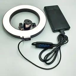 Кільцева LED лампа 16см 10W регулювання яскравості та температури світіння селфі кільце підсвічування блогера фотографа візажиста Elite LUX EL-1140 - мініатюра 8