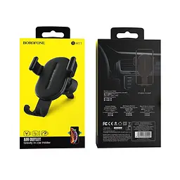 Автотримач для телефону зажим під вагою BOROFONE BH11 Аіг outlet gravity Black - мініатюра 4