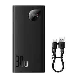 Зовнішній акумулятор Baseus павербанк Adaman Metal Digital Display Overseas Edition 30W 10000 mAh Black (PPAD040101) - мініатюра 3