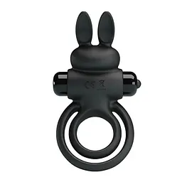 Віброкільце Pretty Love Vibro Penis Ring Bunny III 9.7 см чорний - мініатюра 4