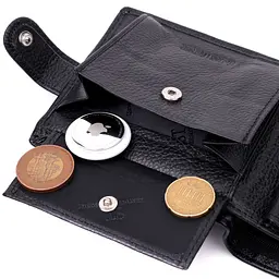 Чоловічий гаманець середнього розміру із натуральної шкіри ST Leather 22444 чорний - мініатюра 8