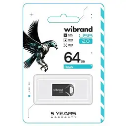USB флеш накопичувач Wibrand 64GB Hawk Black USB 2.0 (WI2.0/HA64M1B) - мініатюра 2
