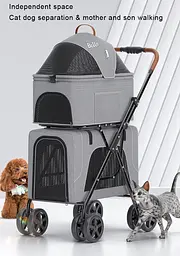 Коляска для 2 тварин зі знімними переносками Bello LD03F Grey - мініатюра 7
