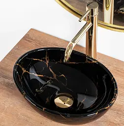 Умивальник Rea Sofia 27x35 mini black marble shine (REA-U6963), Глянцева - мініатюра 3
