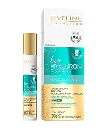 Роликовый гель для кожи вокруг глаз Eveline bio Hyaluron Expert, гипоаллергенный, 15 мл (B15BHEOR)