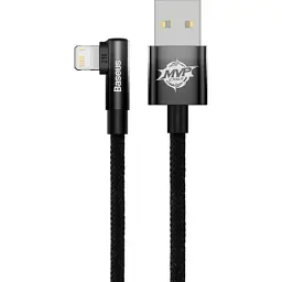 Дата кабель USB 2.0 AM to Lightning 2.0m 2.4A 90° corner black Baseus (CAVP000101) - миниатюра 2