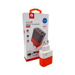 Мережевий зарядний пристрій WUW-C215 65W Charger 2 USB C + USB A білий orange - мініатюра 3