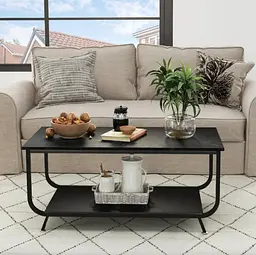 Журнальний стіл Costway Marble двоярусний чорний - мініатюра 1