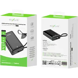 Зовнішній акумулятор Rixus RXPB02B 20000mAh 22.5W Black (A00004674) [172724] - мініатюра 5