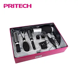Фен для волосся Pritech LD-6071 багатофункціональний з насадками 2000 Вт сірий (LD-6071) - мініатюра 3