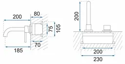 Змішувач для умивальника Rea Lungo Long brushed copper + BOX прихованого монтажу REA-B4601, Теплий захід сонця - мініатюра 4