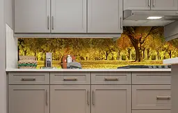Вініловий кухонний фартух Пожовклі дерева наклейка для кухні ліс Природа Помаранчевий Happy Pocket Z181838 - мініатюра 5