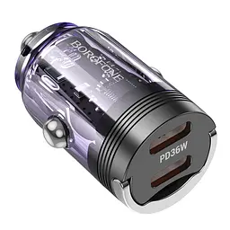 АЗП Borofone BZ29B Outstanding PD36W (2C) Transparent purple
