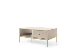 Стіл журнальний Perfect Home Моно / Mono з 2 шухлядами та золотими ніжками ML104 Беж пісочний (PFH-091211)