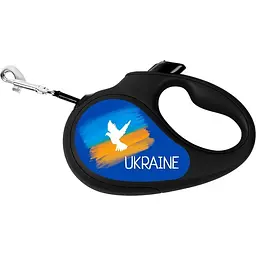 Повідець-рулетка для собак Waudog R-leash Прапор, світловідбиваючий, M, до 25 кг, 5 м, чорний - мініатюра 2