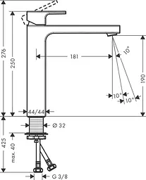 Змішувач Hansgrohe Vernis Shape 190 для умивальника без донного клапана Matt Black 71591670 Чорний матовий - мініатюра 2