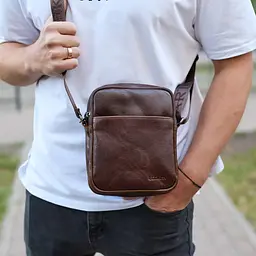 Сумка чоловіча через плече планшет шкіряна коричнева (TD-75741) - мініатюра 7