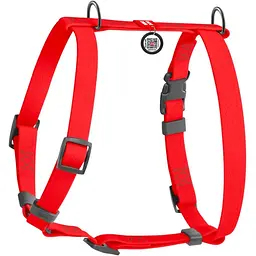 Шлея для собак Waudog Waterproof анатомічна Н-подібна з QR паспортом L 50-85 см червона