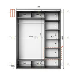 Шафа-купе Idea серія 1 180 x 60 x 240 см Венге темний Дзеркало - мініатюра 2