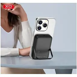Зовнішній акумулятор магнітний XO PR242 5000mAh Magnetic wireless 15W з ніжкою підставкою U-shaped holder 6920680857241 - мініатюра 3