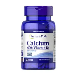 Вітаміни та мінерали Puritan's Pride Calcium Carbonate 600 mg + Vitamin D, 60 каплет